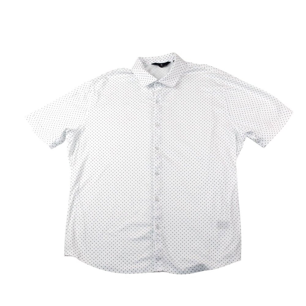Hart Schaffner Marx Mens Sz XL Geometric Pattern Short Sleeve Button Front Shirt